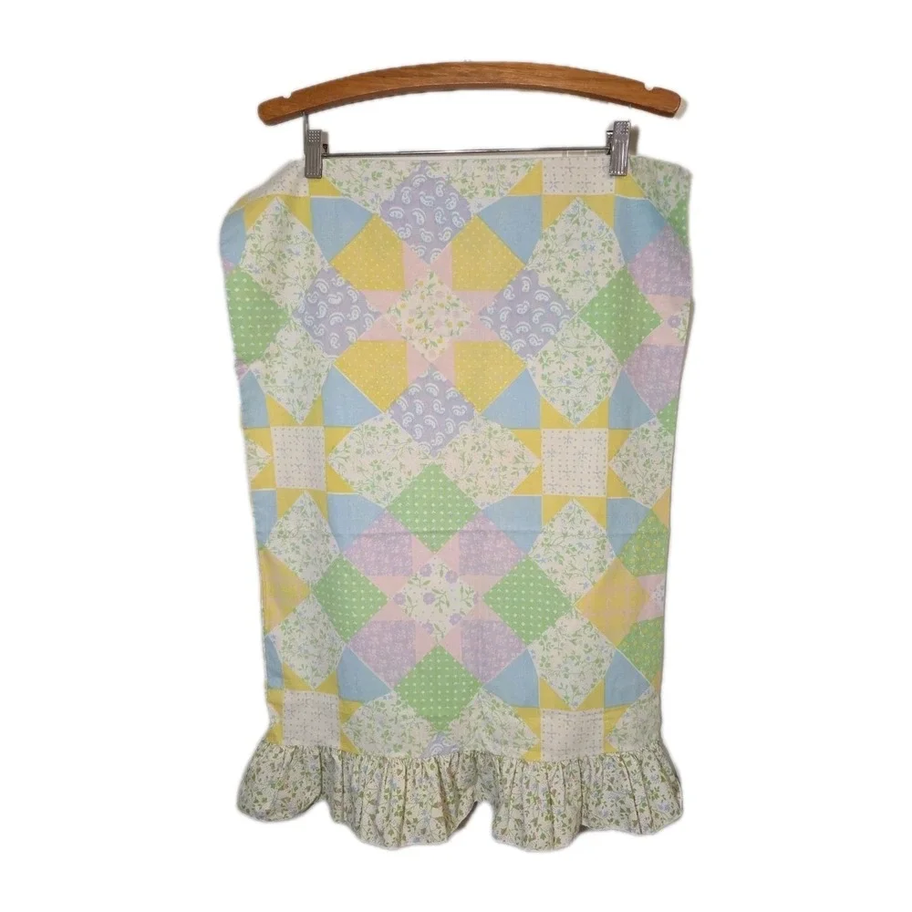 Vtg 80s Atelier Martex Gloria Vanderbilt Patchwork Floral Pillowcase Ruffled STD